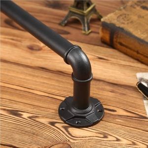 Industrial Curtain Rod Adjustable 1 Inch Black Curtain Rods for Windows 48 to 86